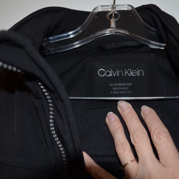 Calvin Klein Water Resistant Breathable 4 Way Stretch Coat Black Men L - Picture 2 of 6